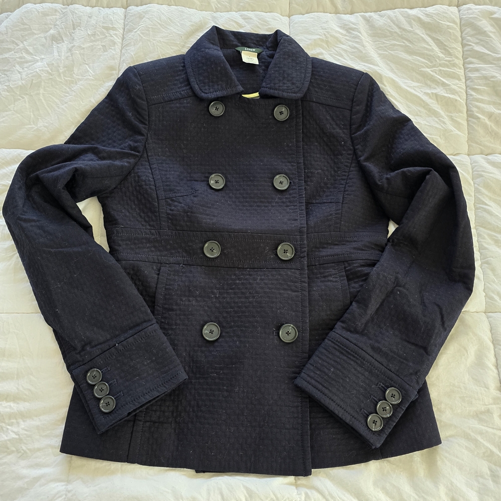 J. Crew Women's Double-Breasted Navy Pea Coat